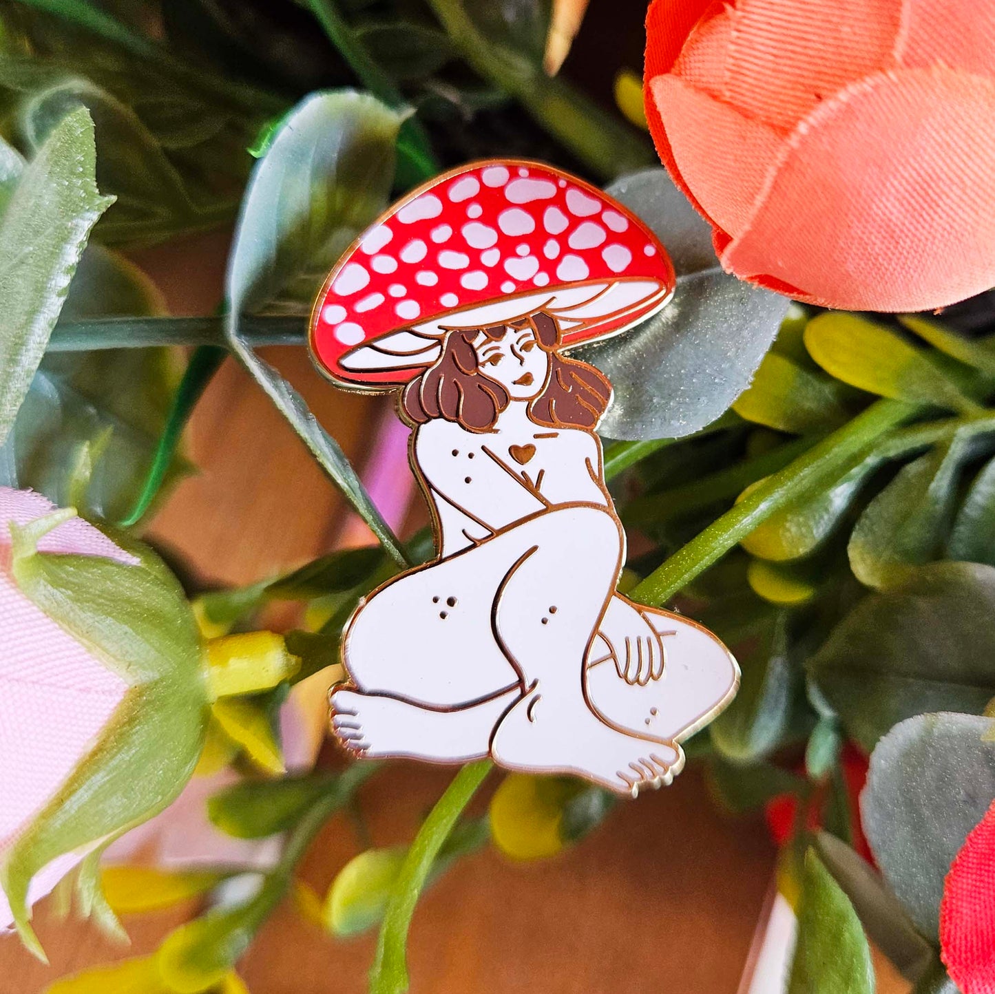 Amanita Muscaria Mushroom Girl - Hard Enamel Pin