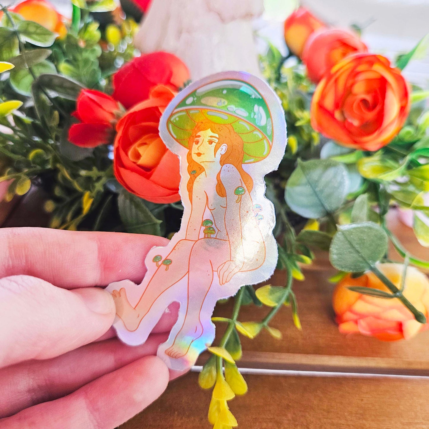 Parrot Toadstool Mushroom Girl sticker