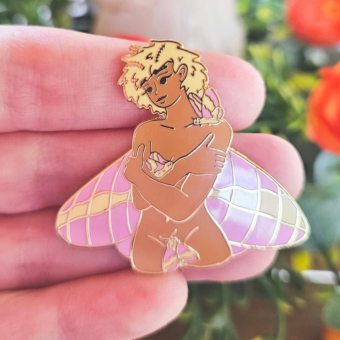 Rosy Maple Moth Fairy - Hard Enamel Pin