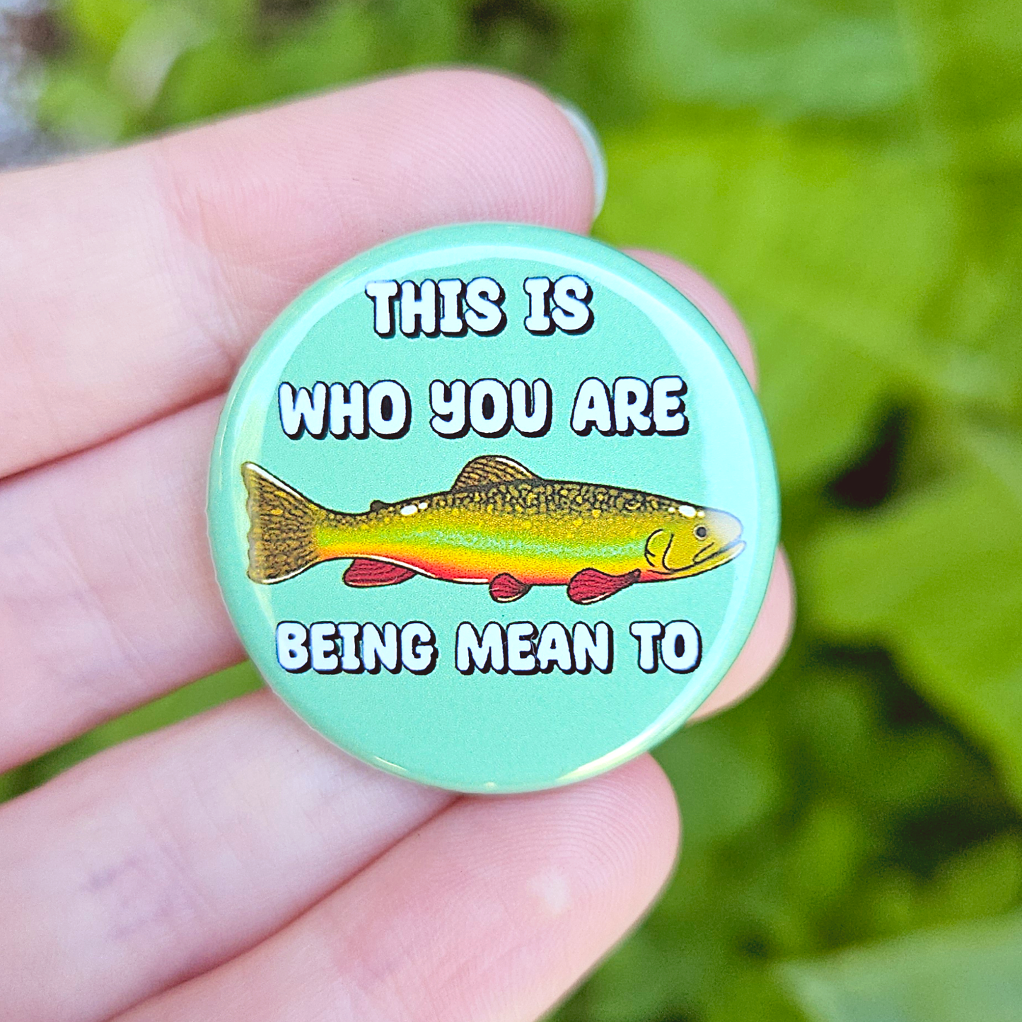 This is who you are being mean to Brook Trout 1.25" Button