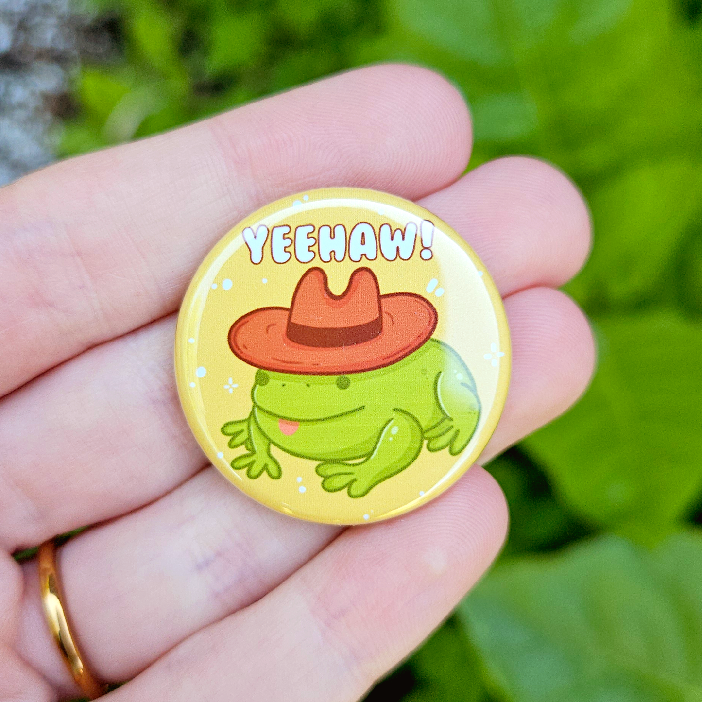 Yeehaw Cowboy Frog 1.25" Button