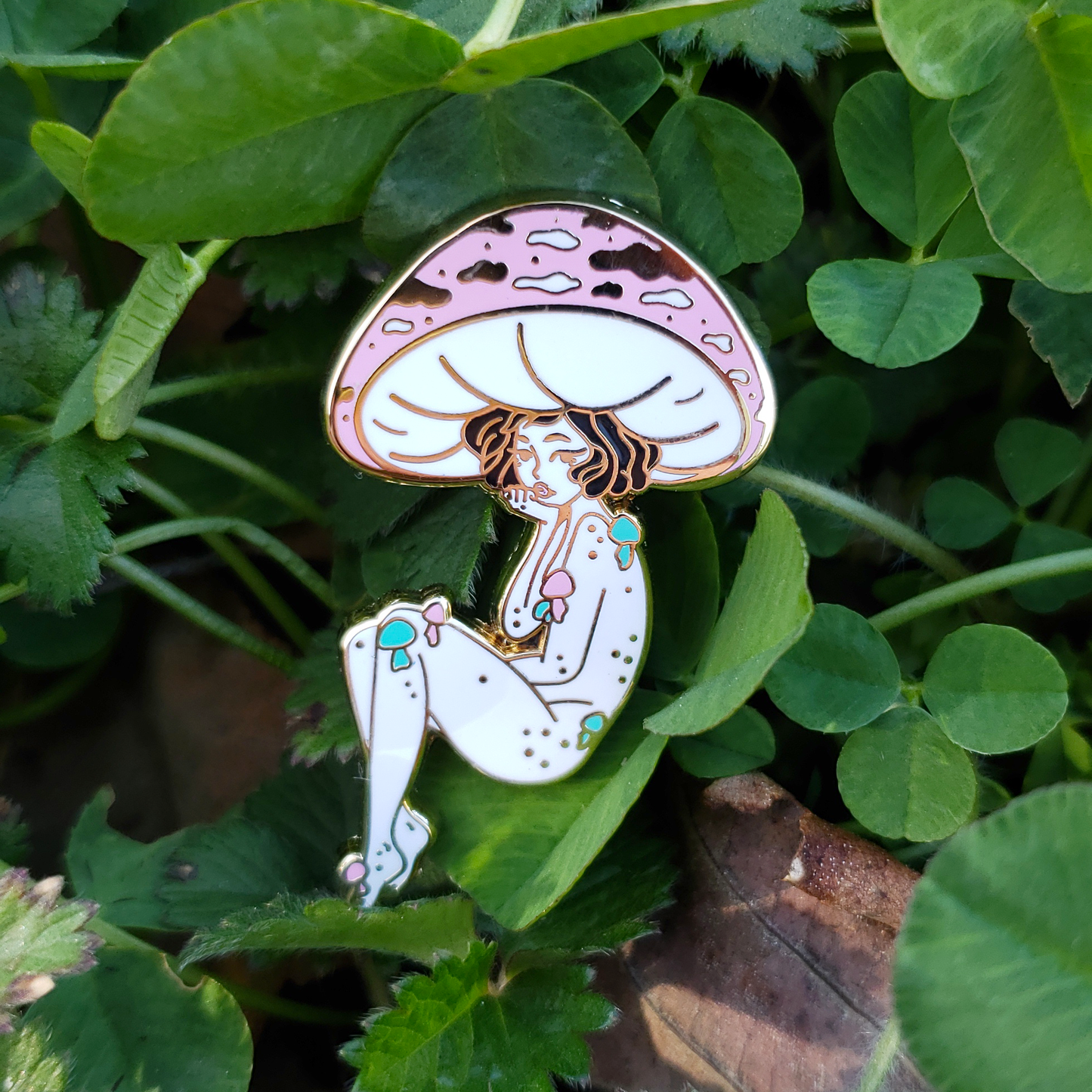 Cotton Candy Mushroom Girl - Hard Enamel Pin