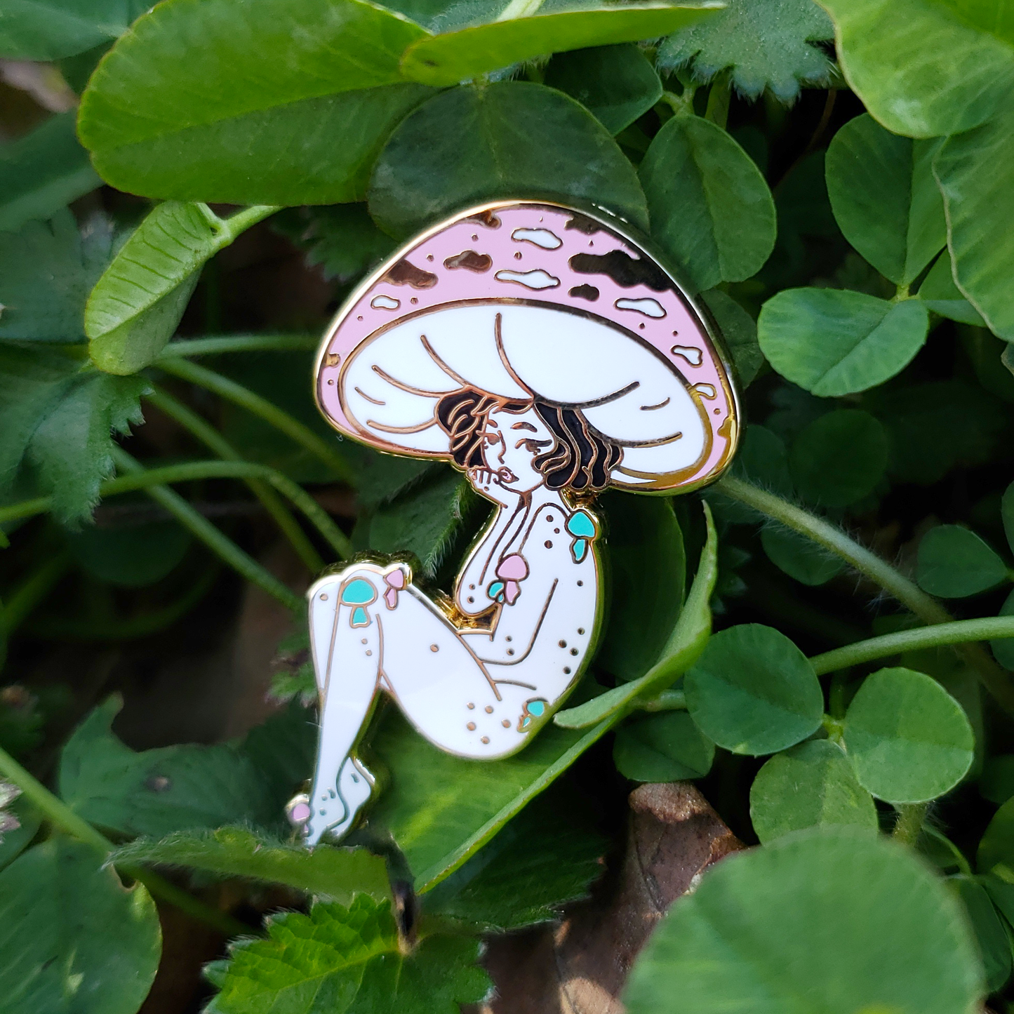 Cotton Candy Mushroom Girl - Hard Enamel Pin