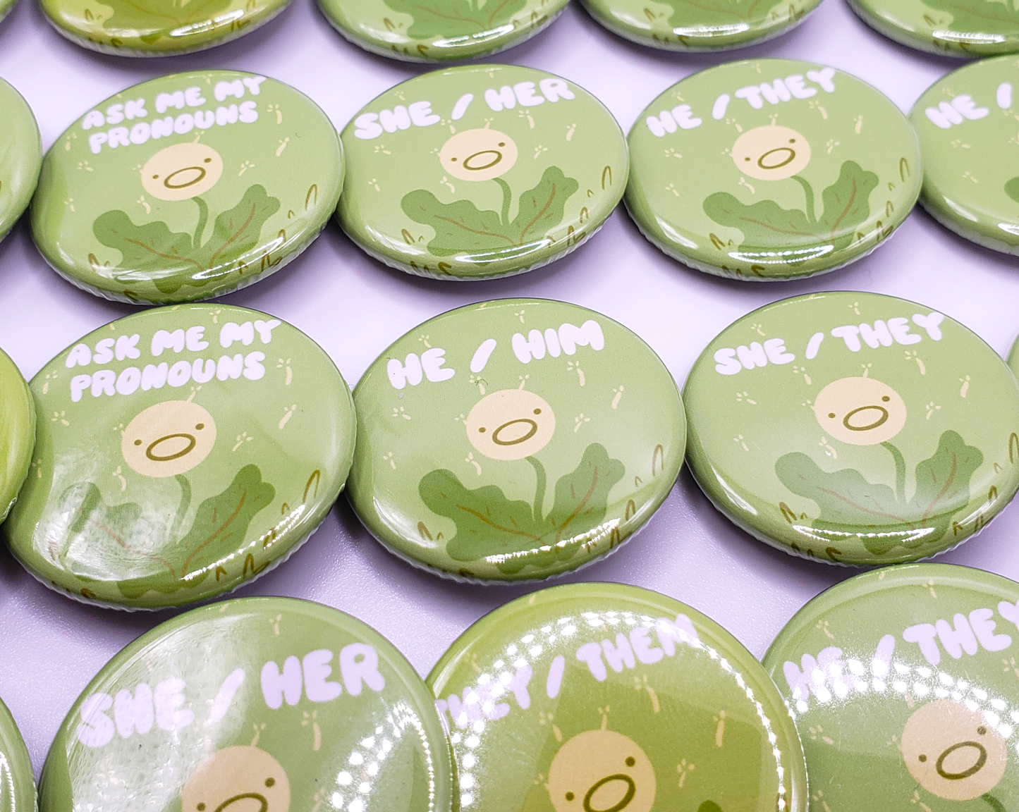 Dandelion Pronoun Buttons