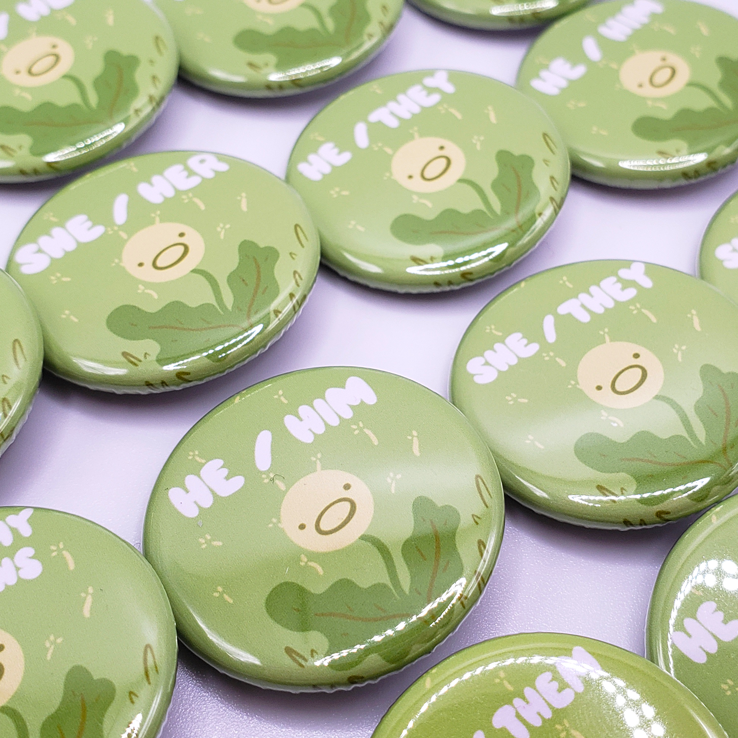 Dandelion Pronoun Buttons