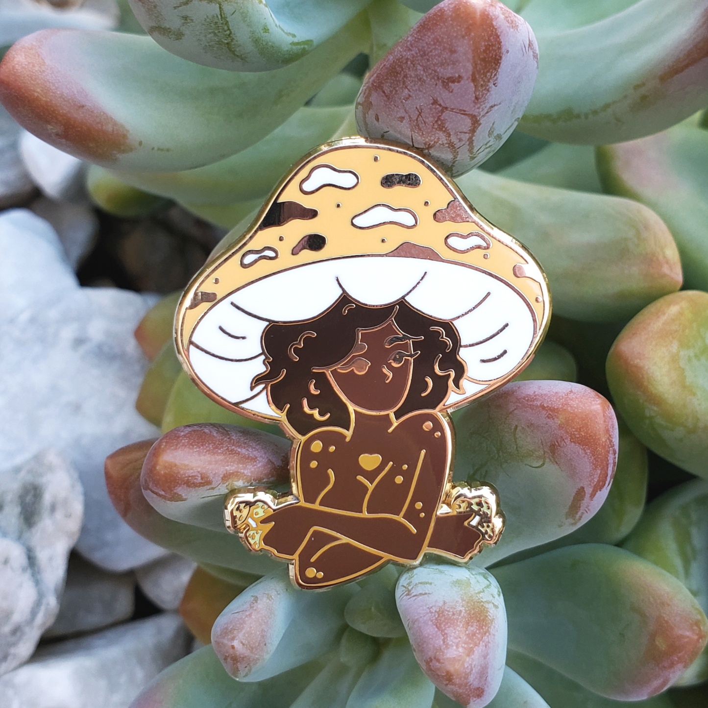 Orange Mushroom Girl - Hard Enamel Pin