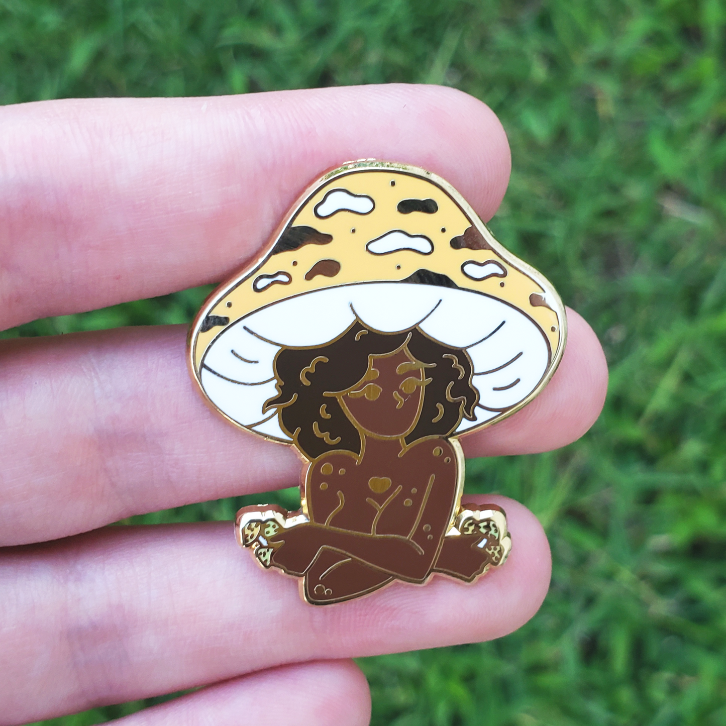 Orange Mushroom Girl - Hard Enamel Pin