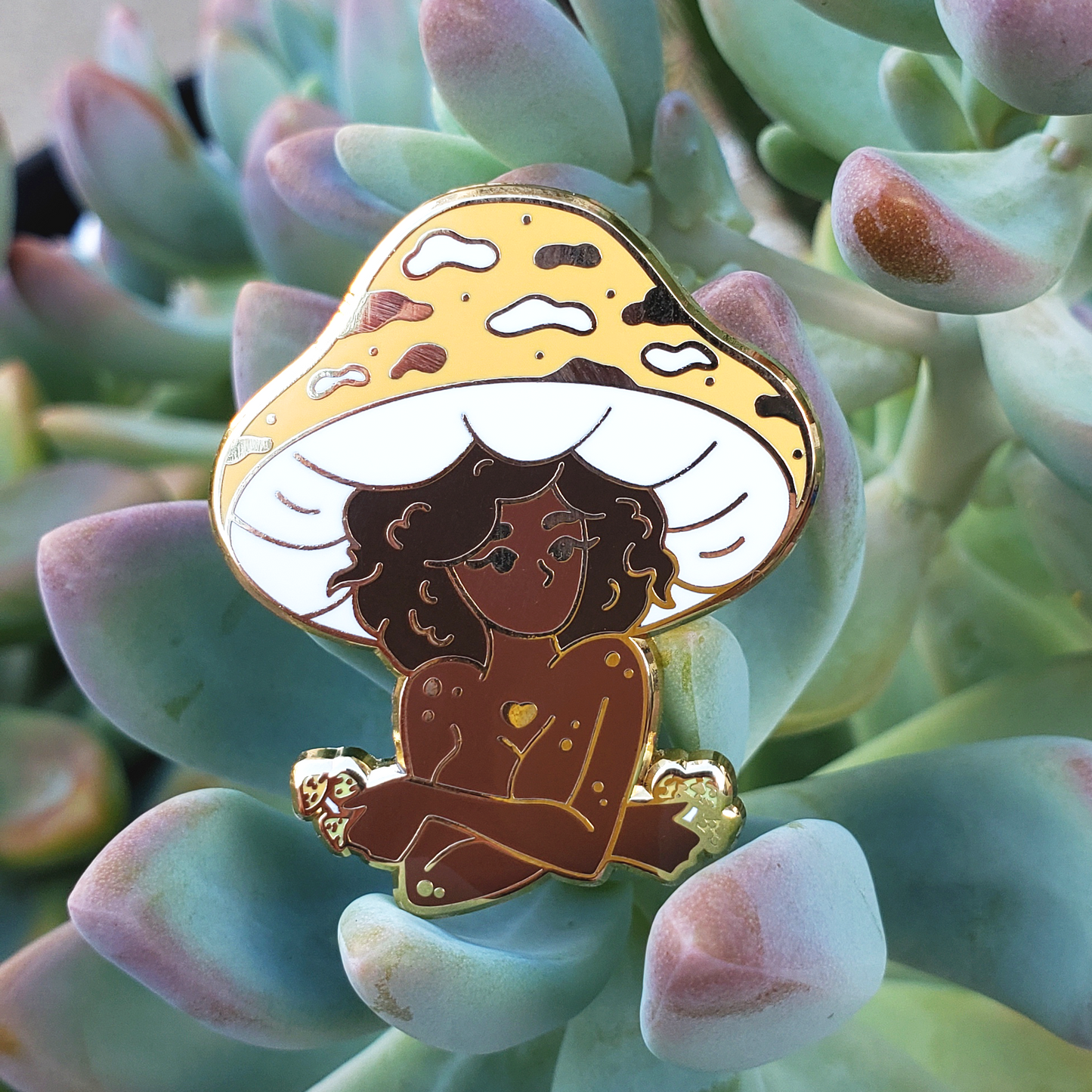 Orange Mushroom Girl - Hard Enamel Pin