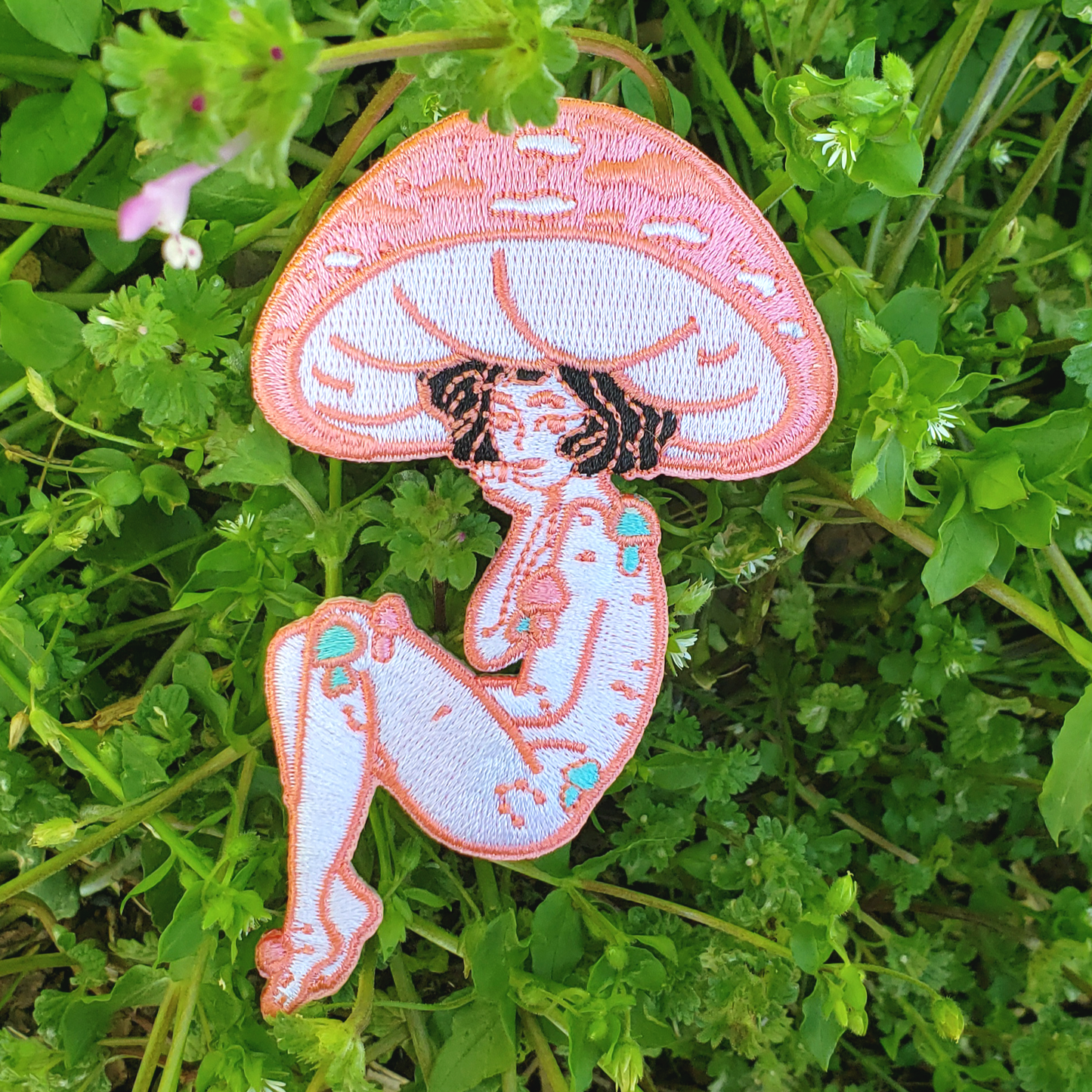 Cotton Candy Mushroom Girl Iron on Patch