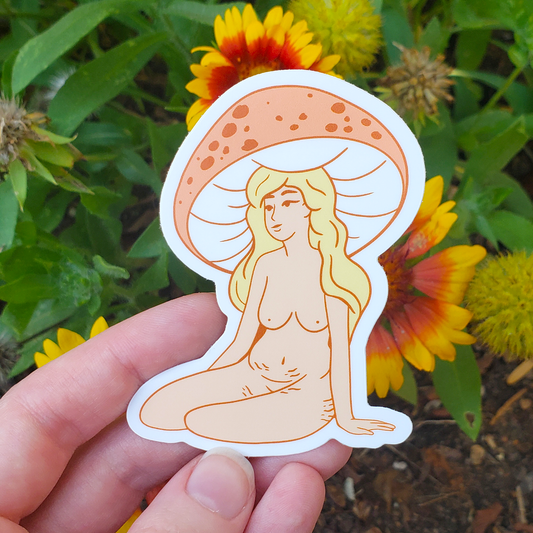 Peach Mushroom girl Sticker