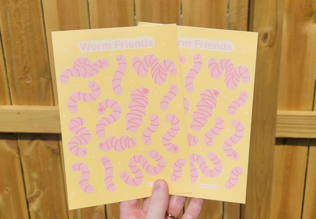 Worm Friend Sticker sheet
