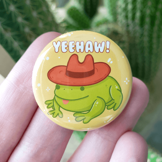 Yeehaw Cowboy Frog Button