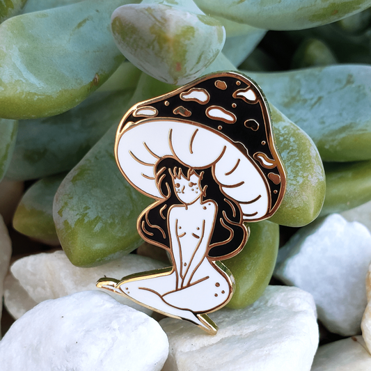 Black Mushroom Girl - Hard Enamel Pin