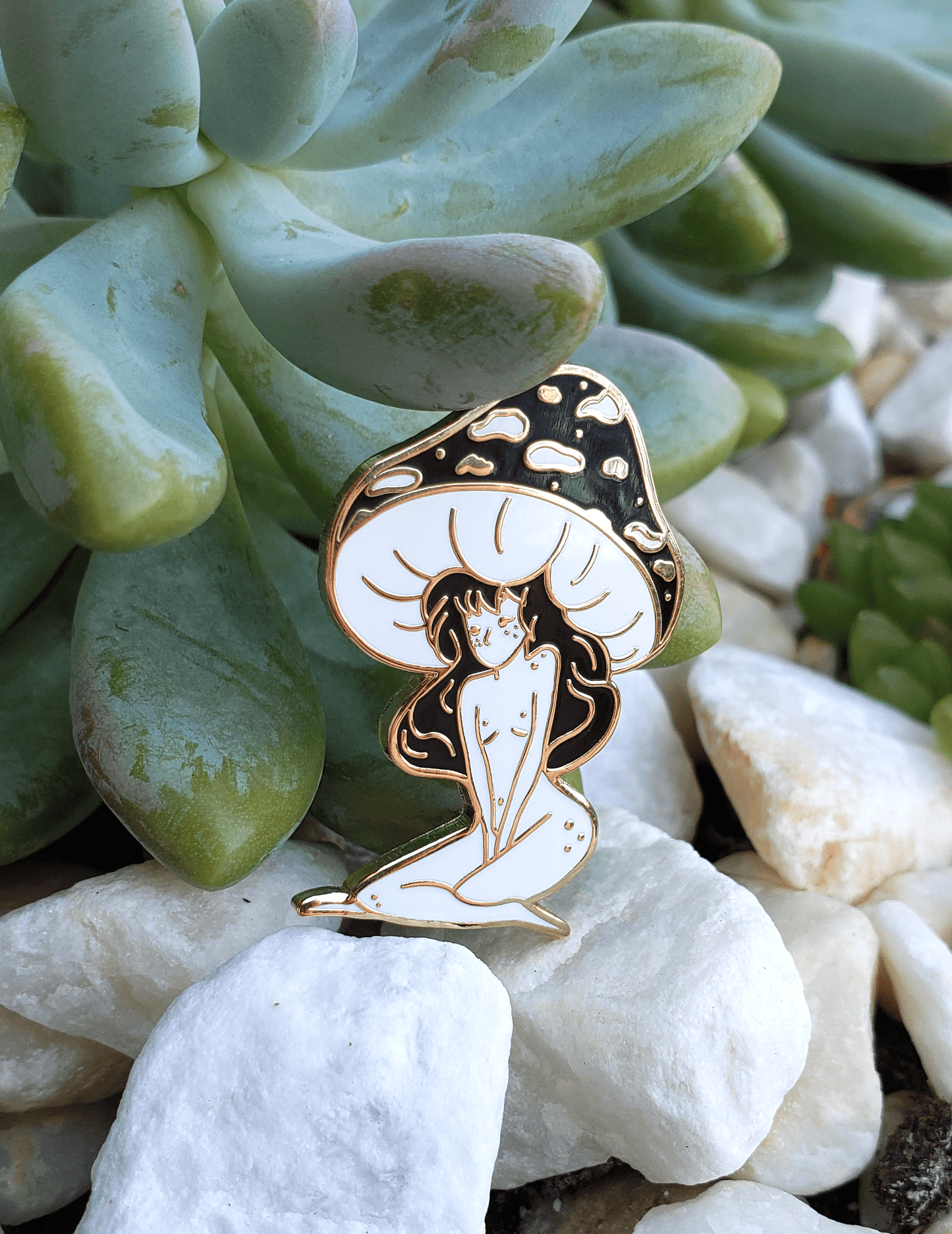 Black Mushroom Girl - Hard Enamel Pin