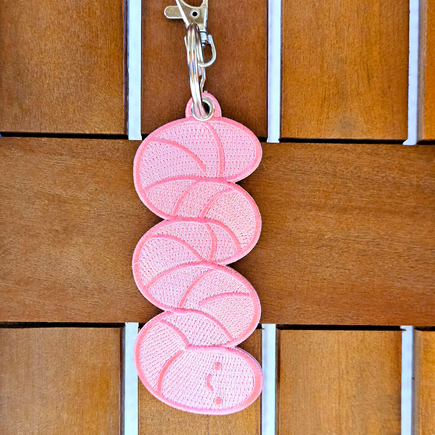 Big ol Worm Double Sided Embroidered Keychain