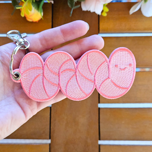 Big ol Worm Double Sided Embroidered Keychain