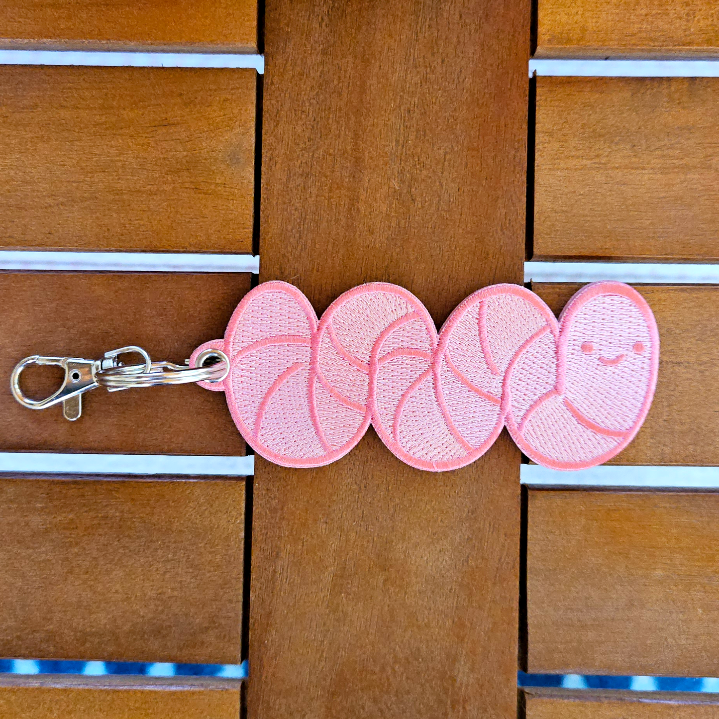 Big ol Worm Double Sided Embroidered Keychain