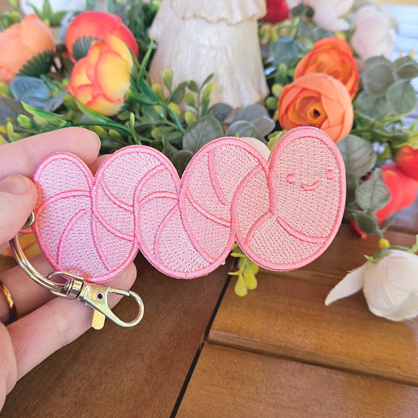 Big ol Worm Double Sided Embroidered Keychain