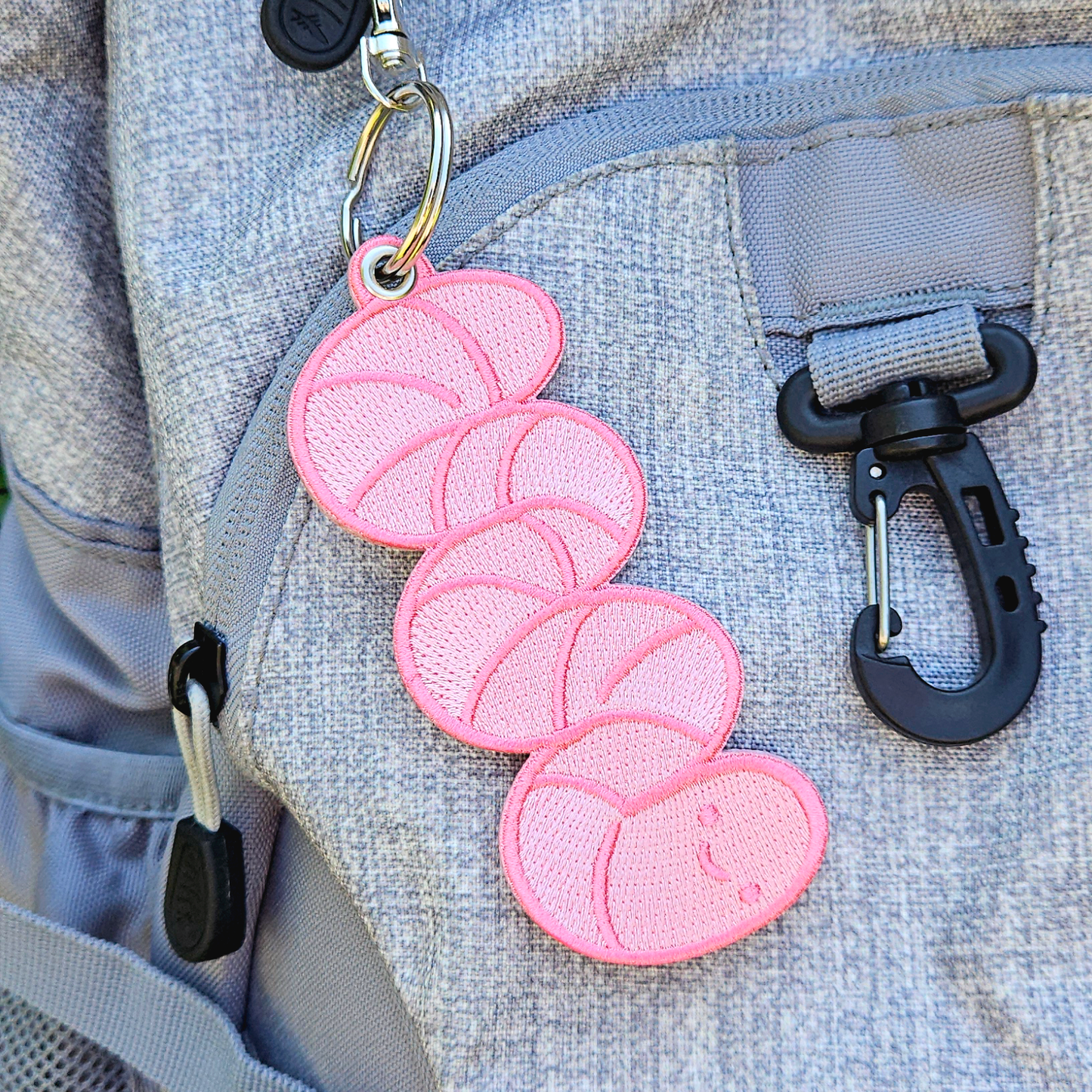 Big ol Worm Double Sided Embroidered Keychain