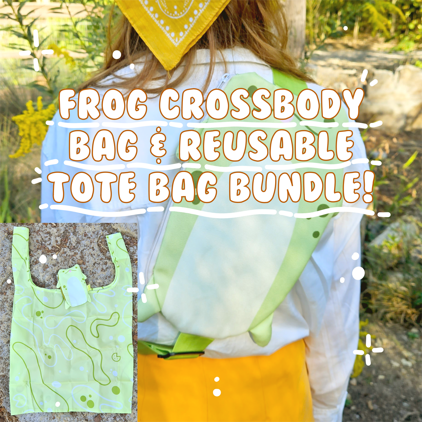 Frog Cross Body Bag & Foldable Tote Bundle