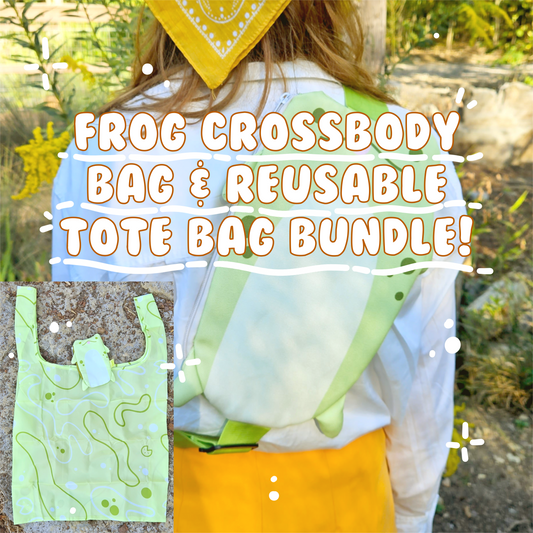 Frog Cross Body Bag & Foldable Tote Bundle