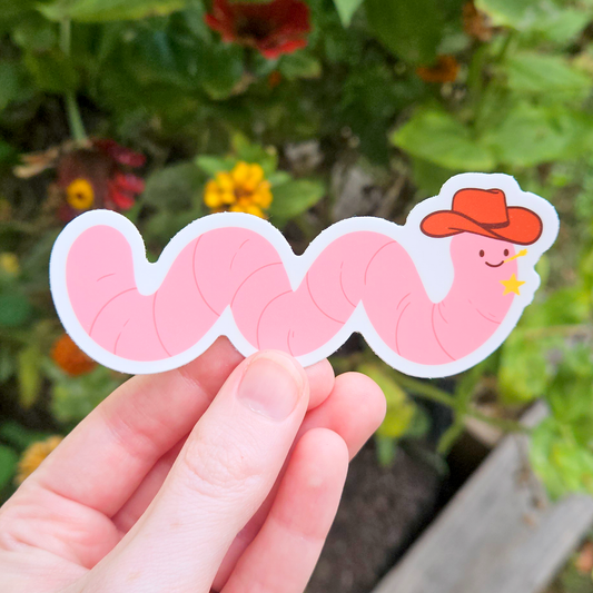 Cowboy Worm - Mushroom Mail Sticker Design!