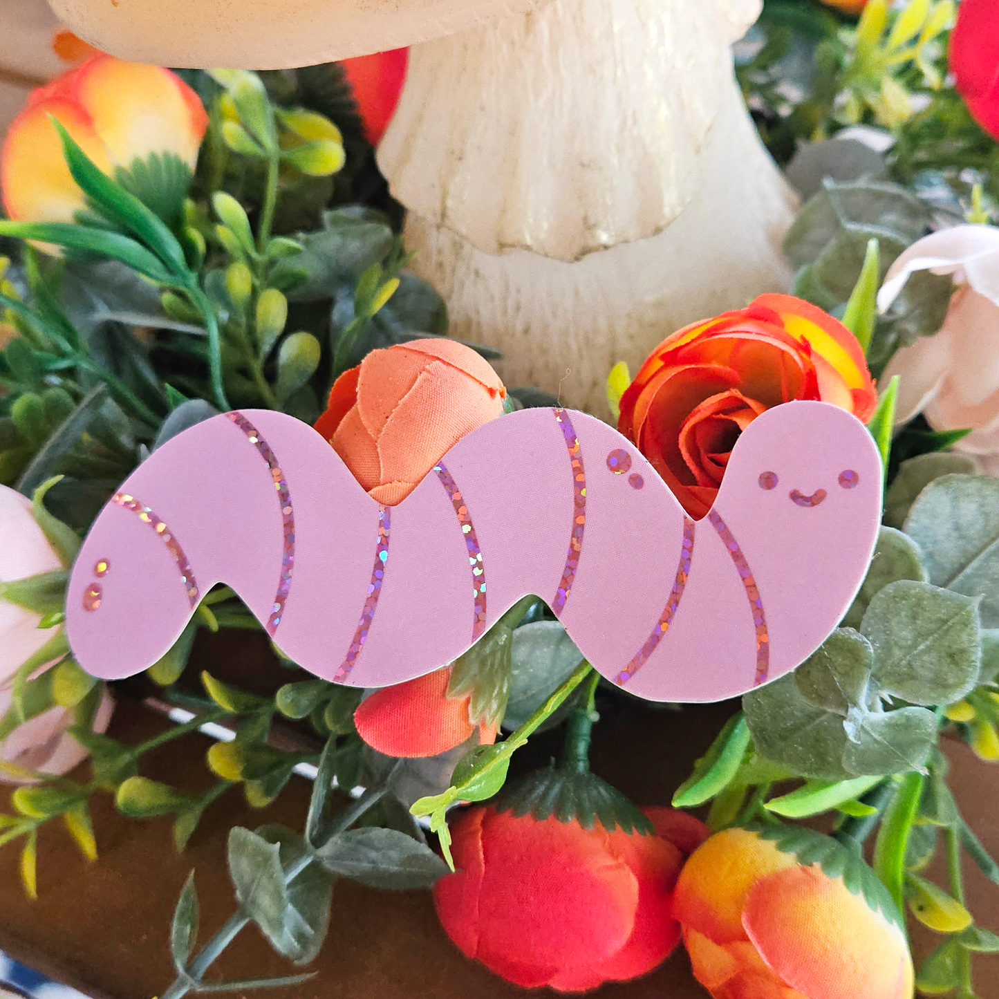 Glitter Worm Sticker