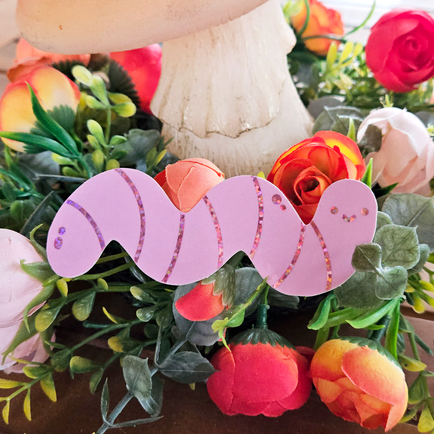 Glitter Worm Sticker