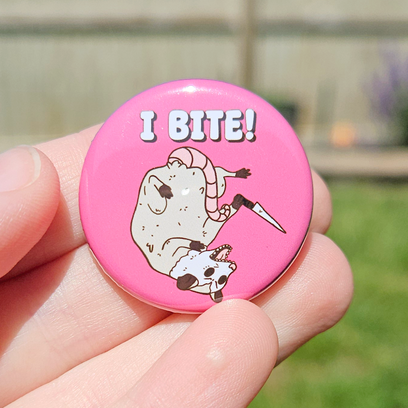 I Bite! Opossum 1.25" Button