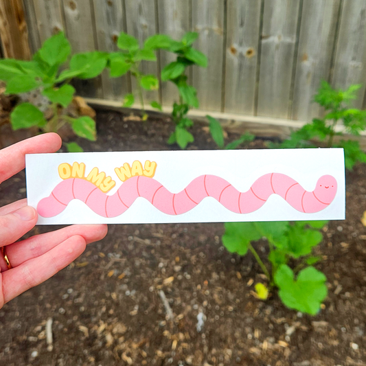 On My Way Long Worm Vinyl Car Sticker