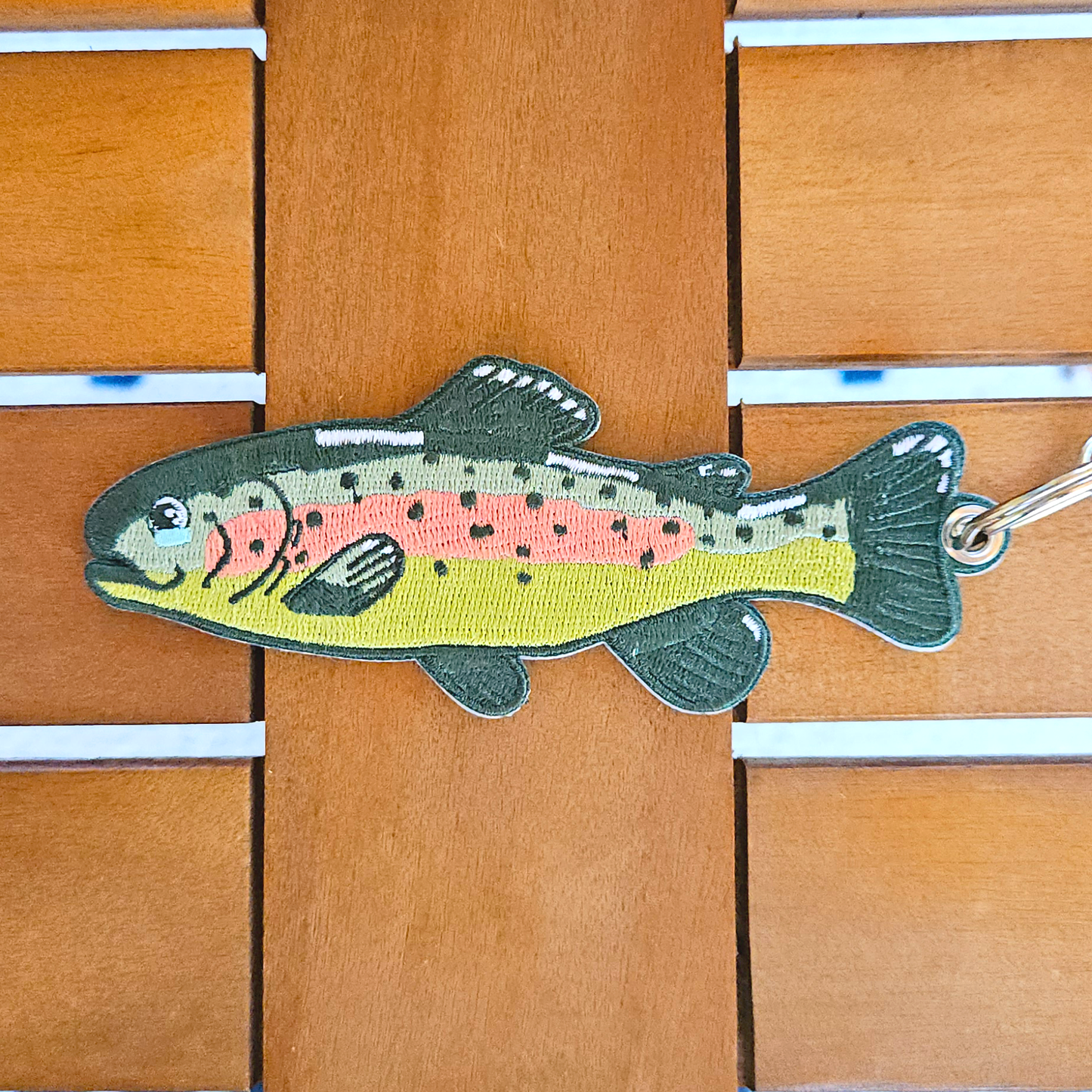 Rainbow Trout Double Sided Embroidered Keychain