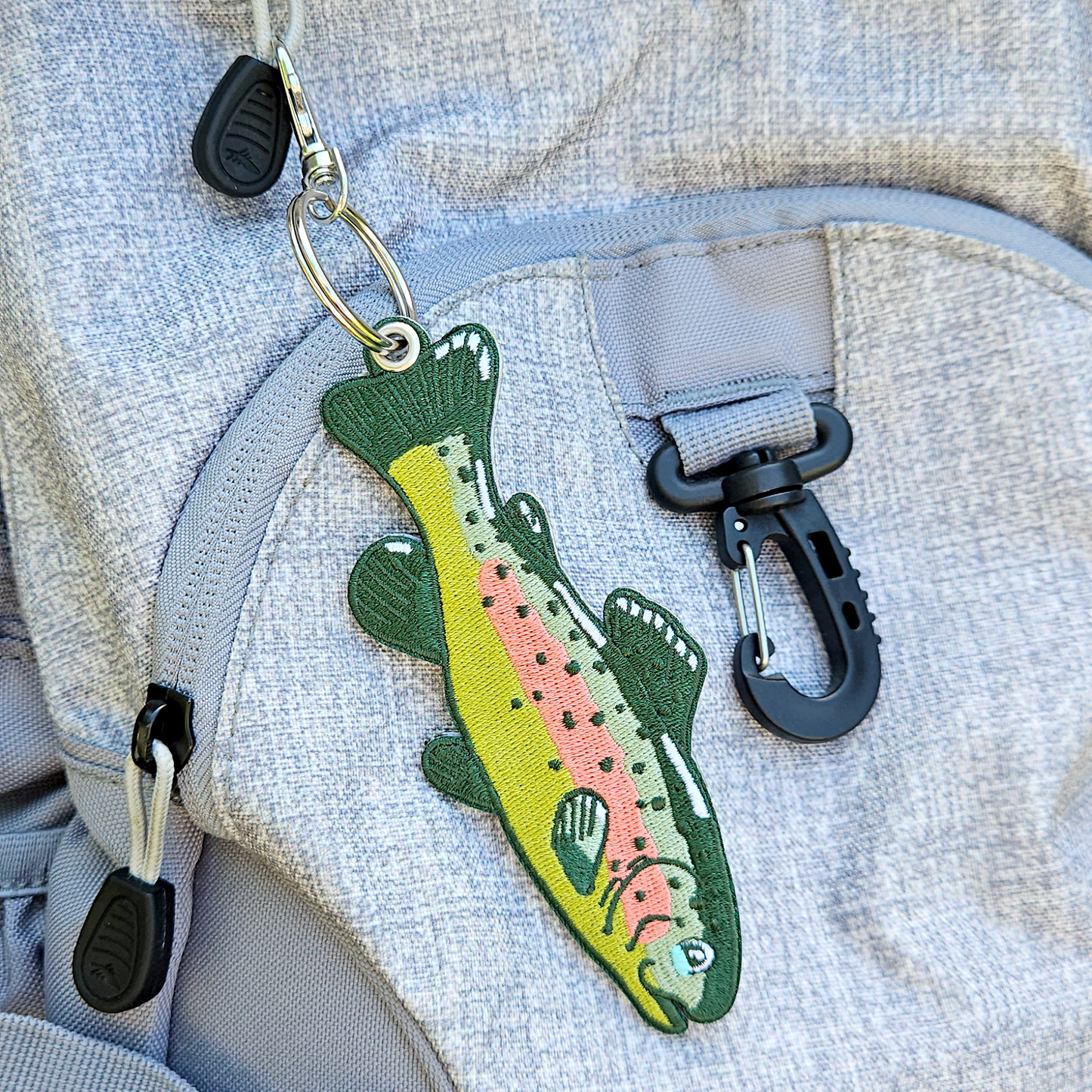 Rainbow Trout Double Sided Embroidered Keychain