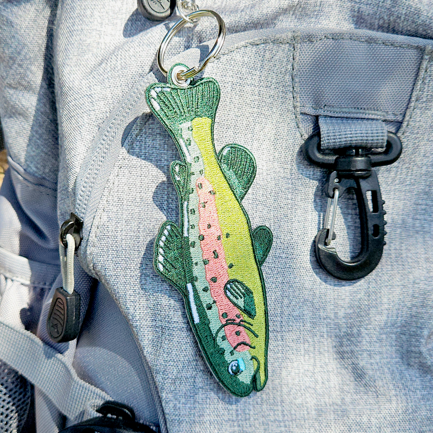 Rainbow Trout Double Sided Embroidered Keychain