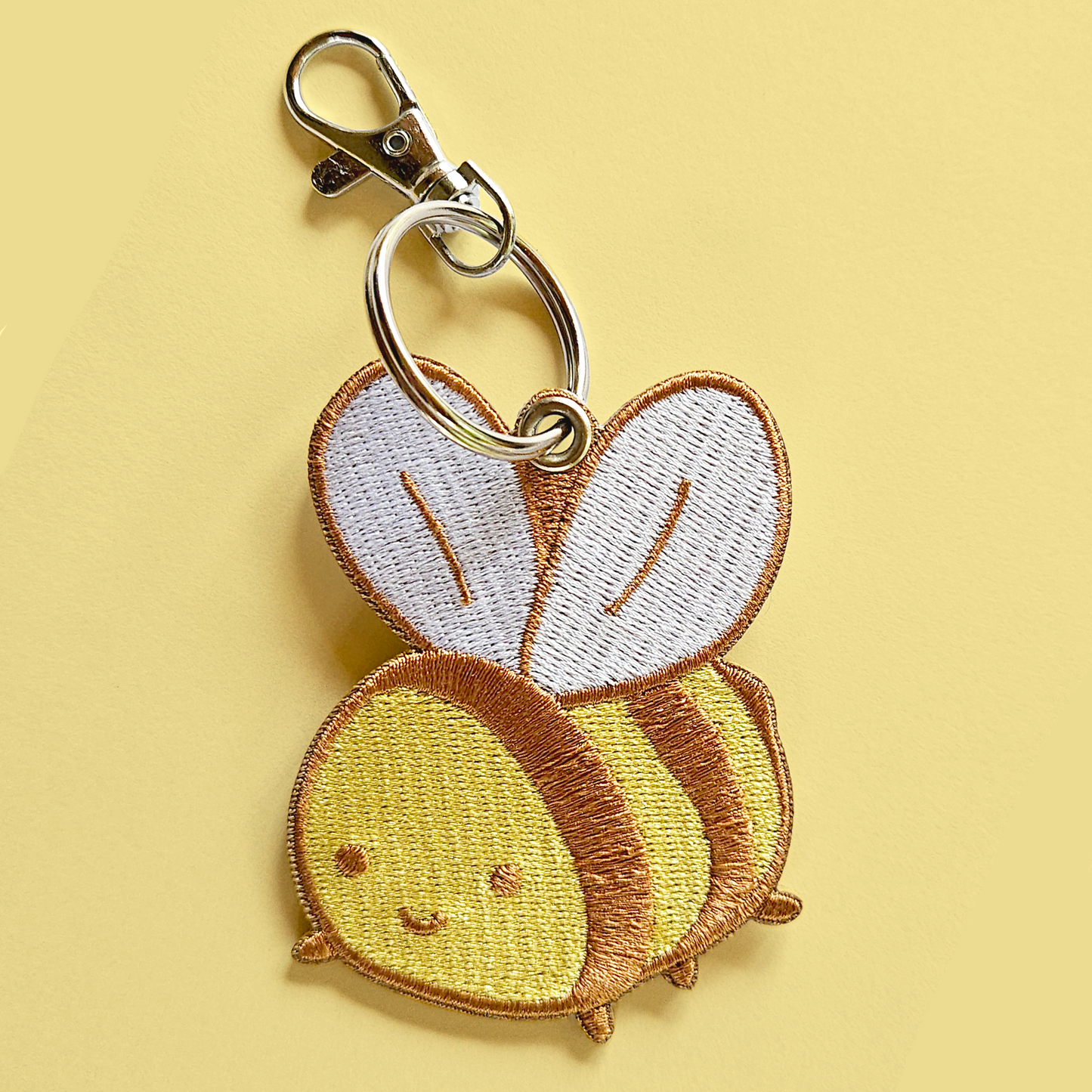 Silly Little Bee Double Sided Embroidered Keychain
