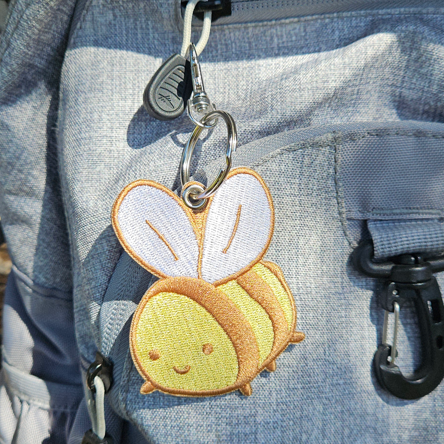 Silly Little Bee Double Sided Embroidered Keychain