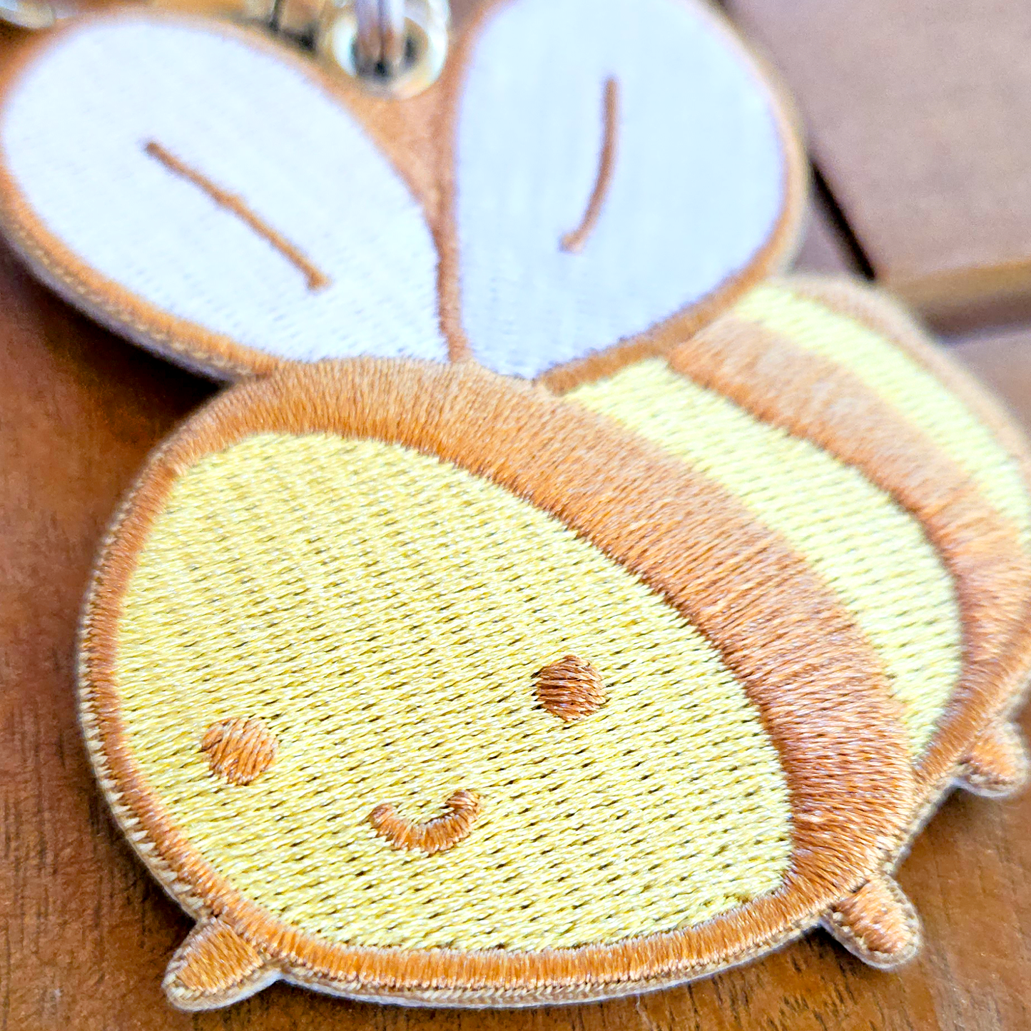Silly Little Bee Double Sided Embroidered Keychain