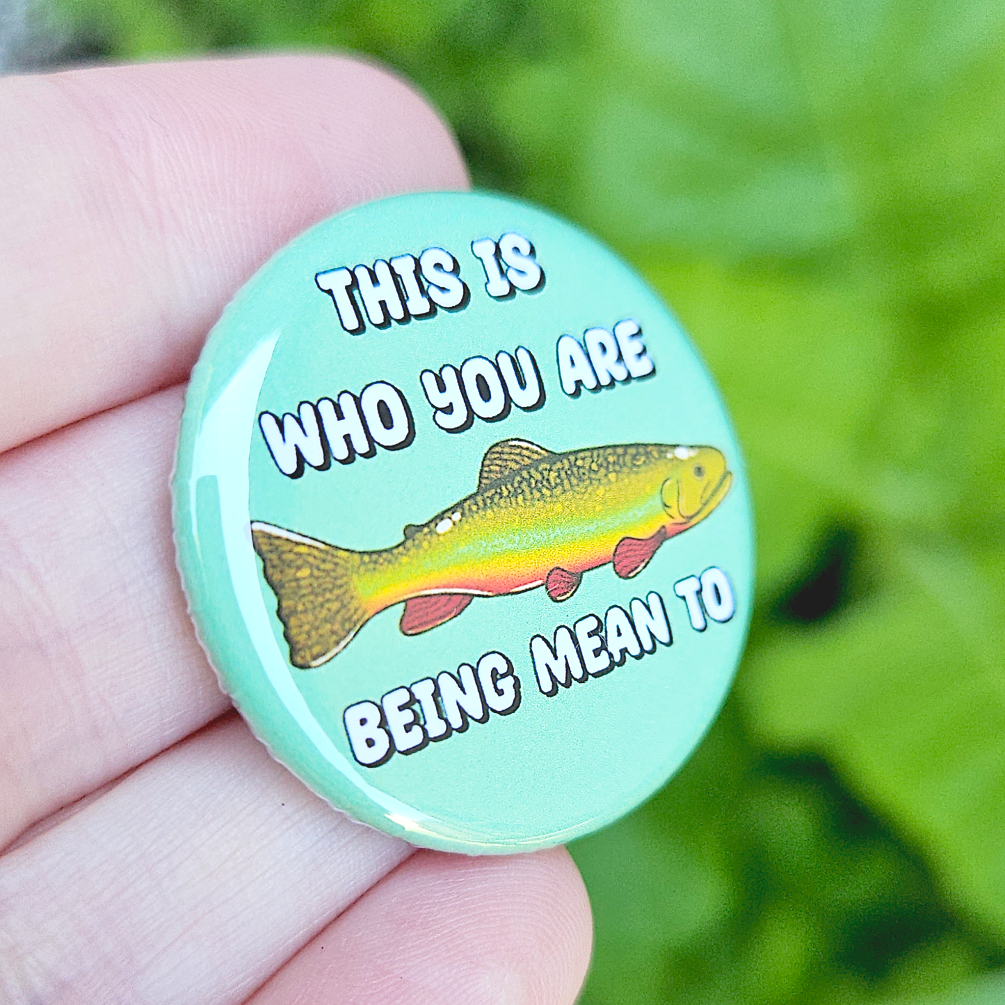 This is who you are being mean to Brook Trout 1.25" Button