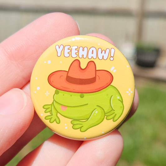 Yeehaw Cowboy Frog 1.25" Button