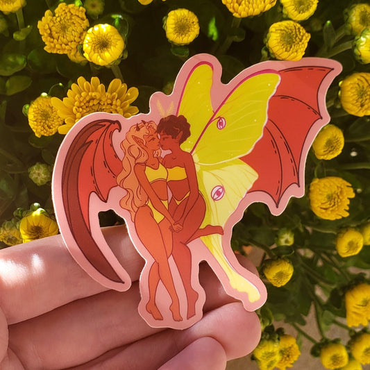 Bat & Luna Moth Girlfriend Sticker
