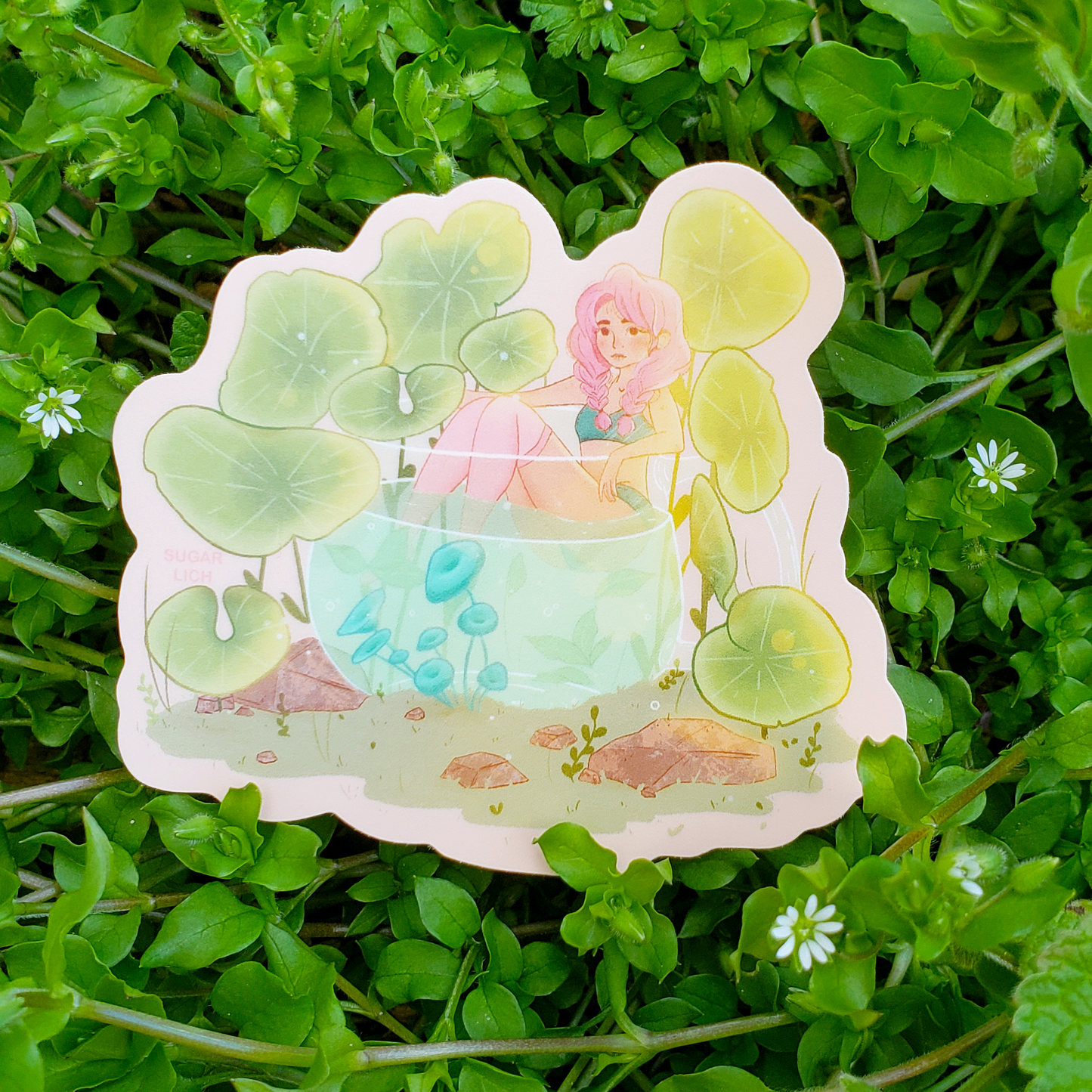 Lily Pad Bathing - Mushroom Mail Sticker Design!
