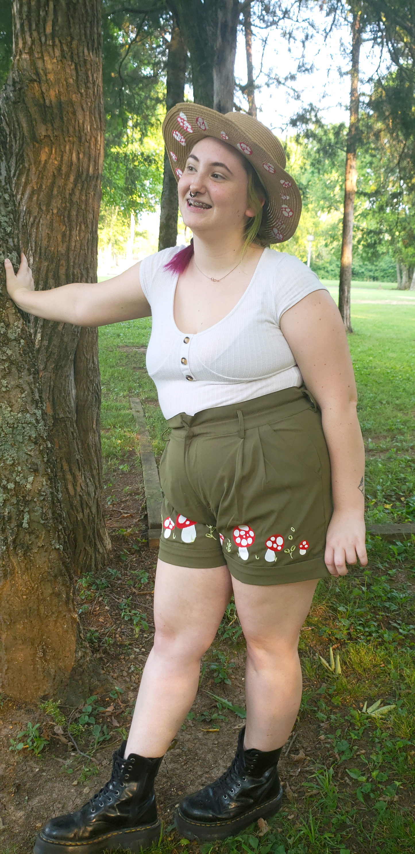 Embroidered Mushroom Shorts