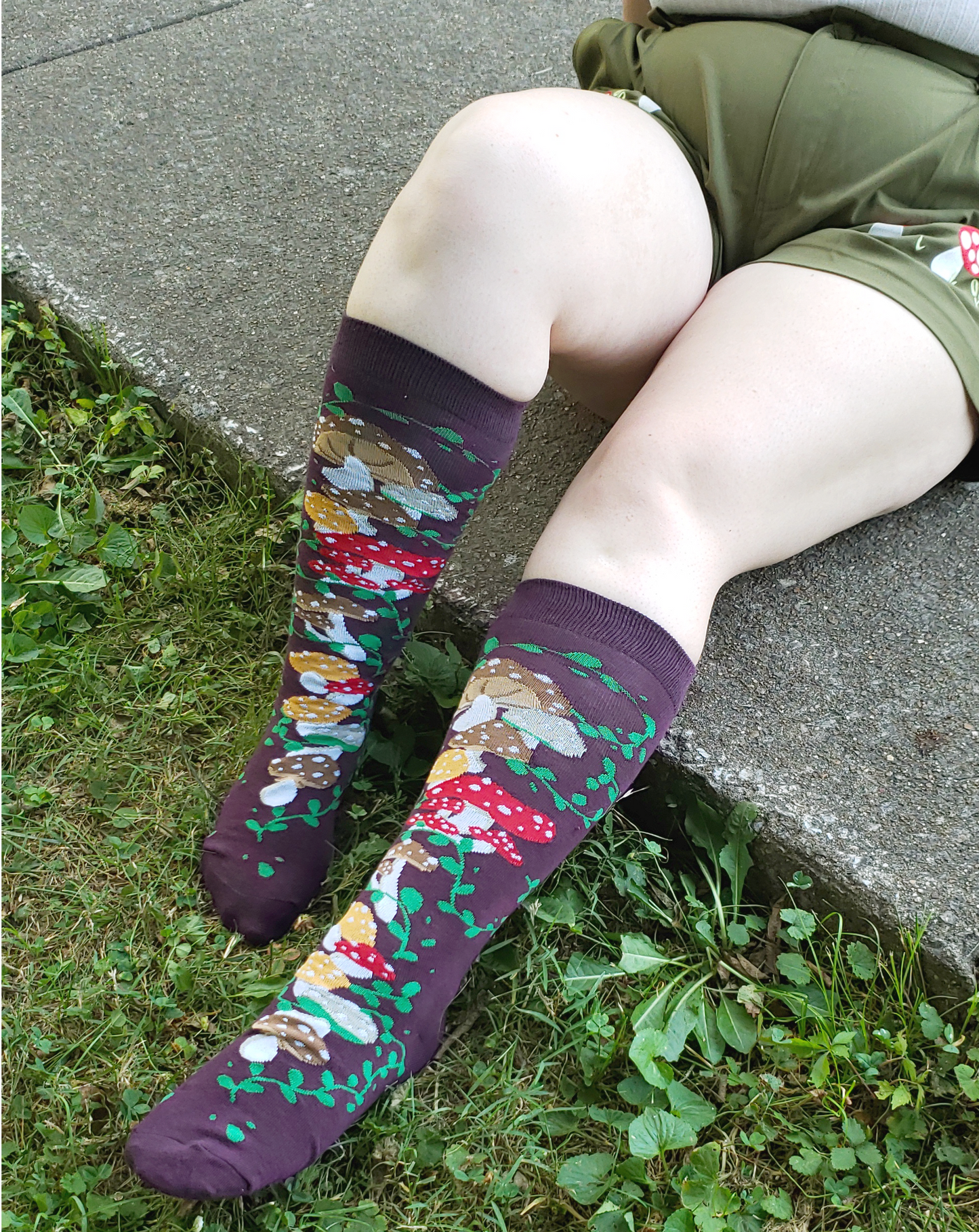 Knee High Mushroom Garden Socks