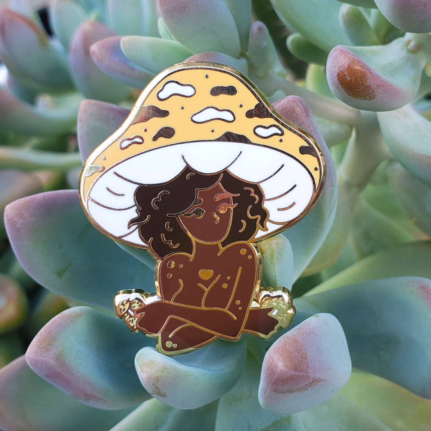 Orange Mushroom Girl - Hard Enamel Pin