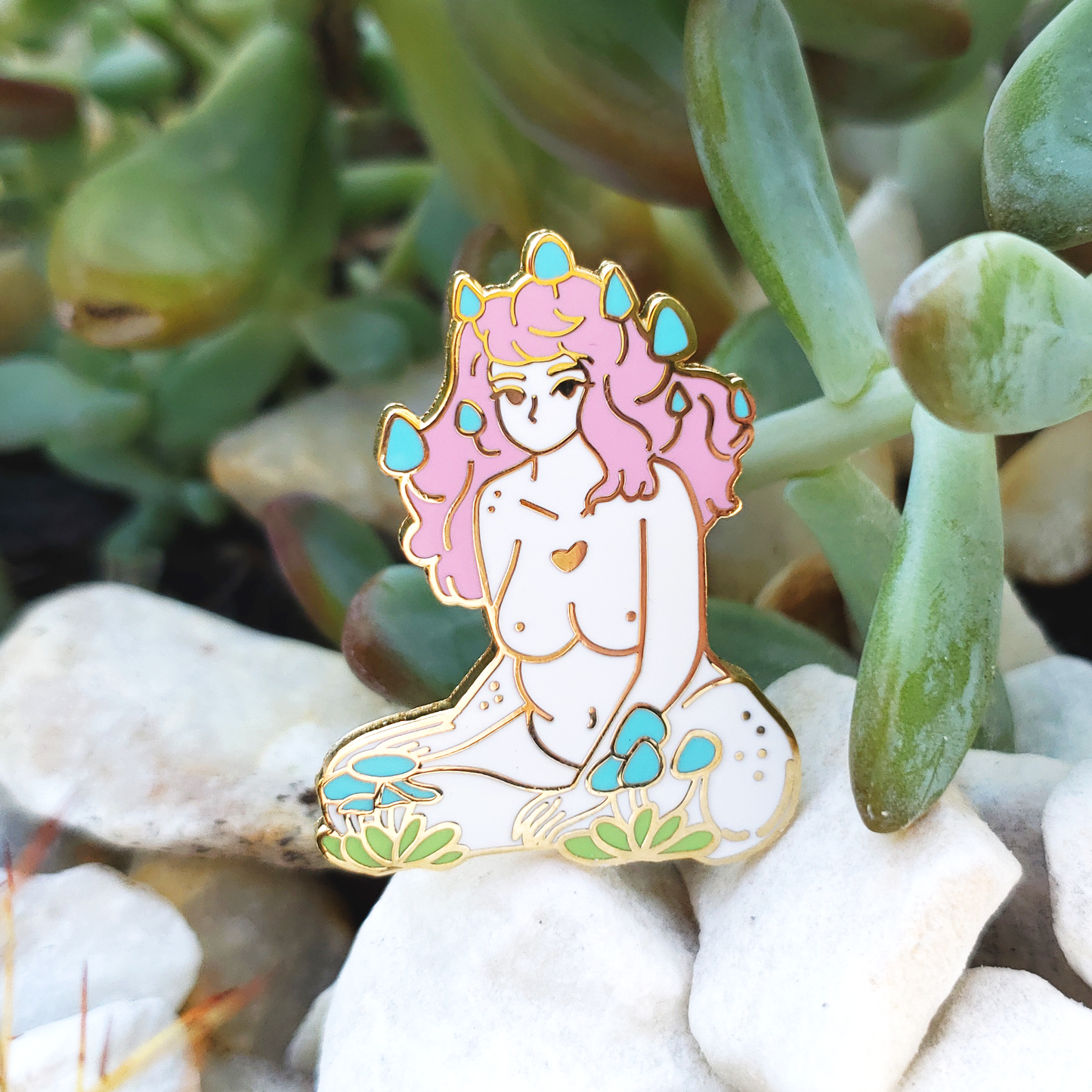 Pastel Cluster Mushroom Girl - Hard Enamel Pin