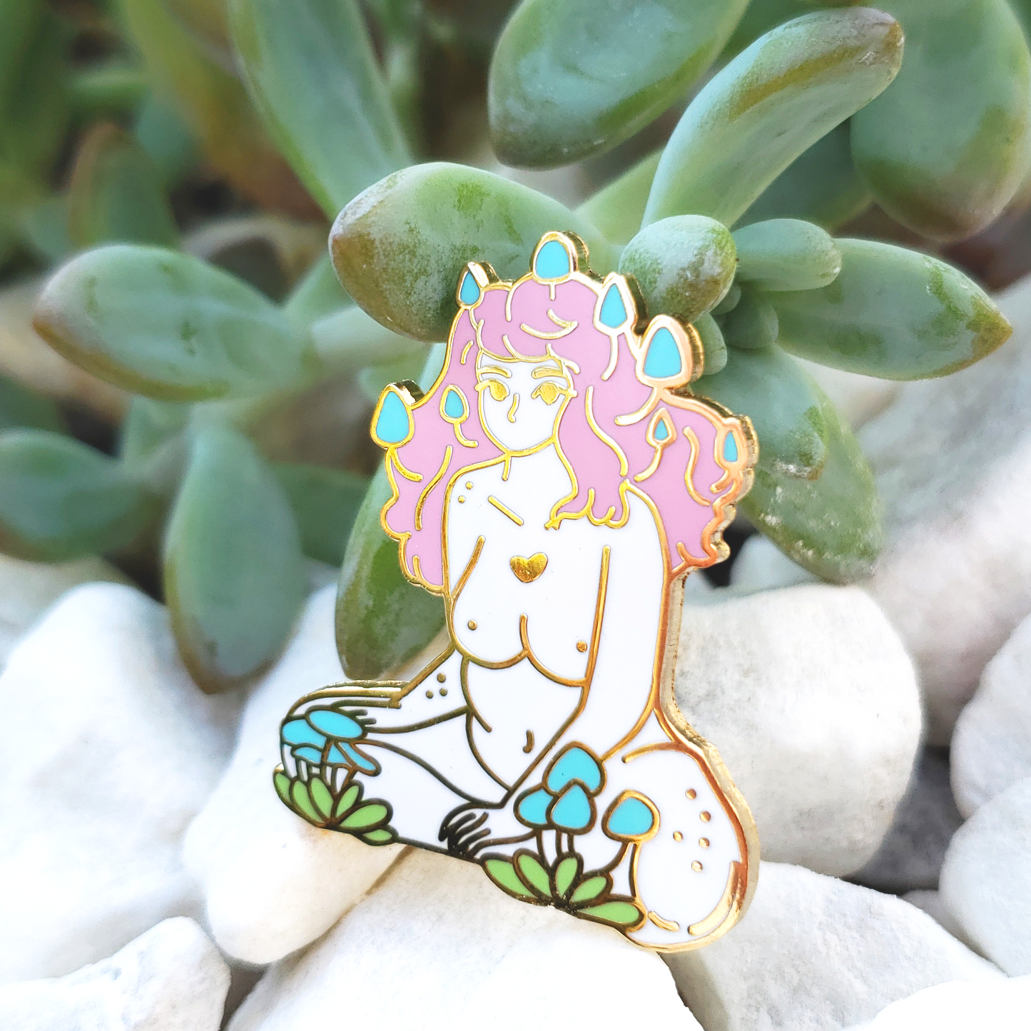 Pastel Cluster Mushroom Girl - Hard Enamel Pin