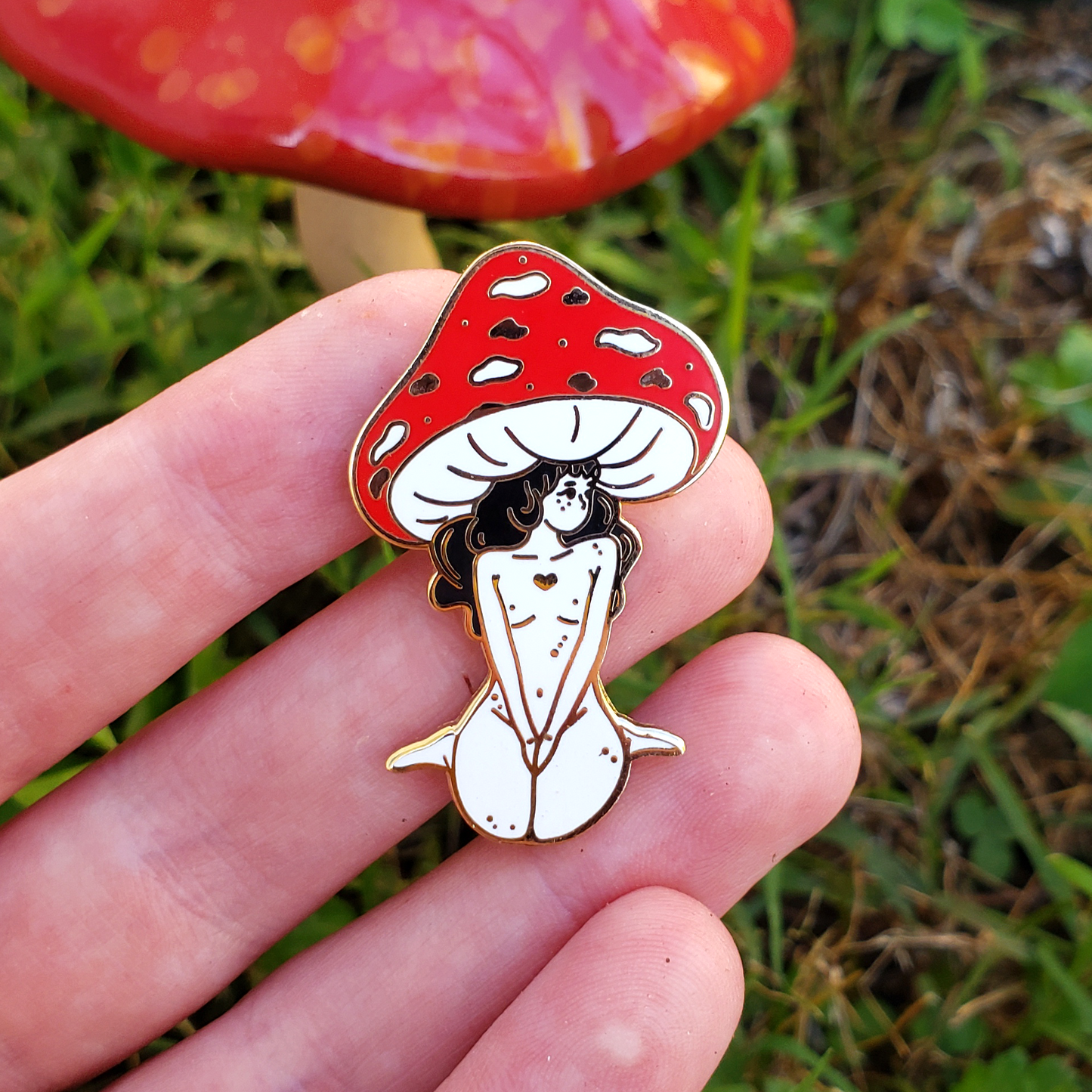 Red Mushroom Girl - Hard Enamel Pin