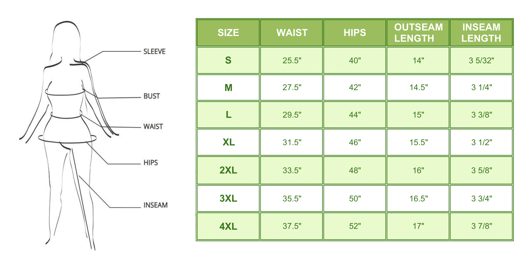 Us hot sale size shorts