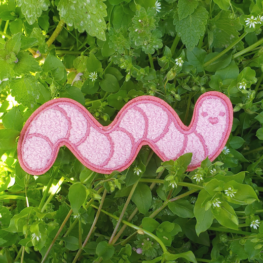 Worm Friend - Chenille Iron on Patch
