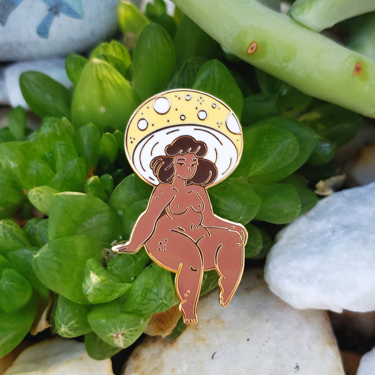 Yellow Mushroom Girl - Hard Enamel Pin