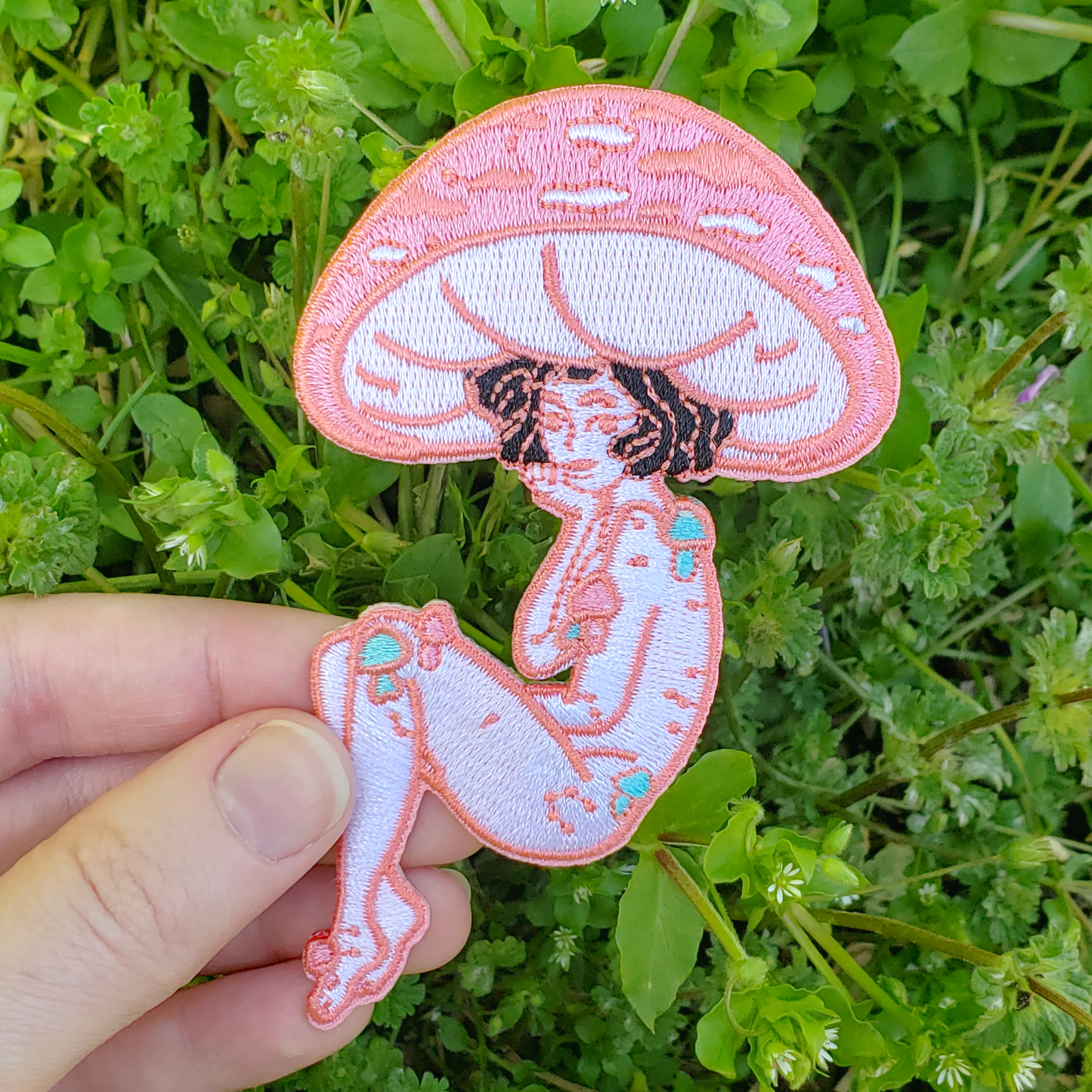 Cotton Candy Mushroom Girl Iron on Patch